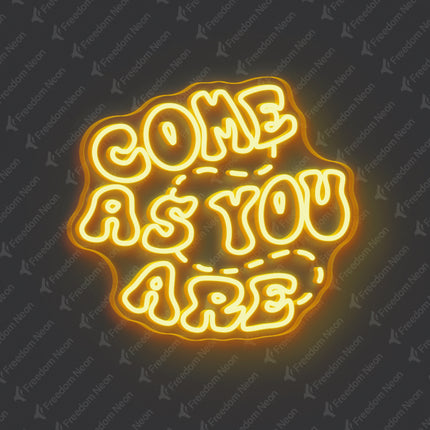 Golden Yellow Double-Line Come As You Are Neon Sign
