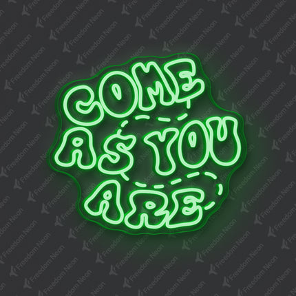 Green Double-Line Come As You Are Neon Sign