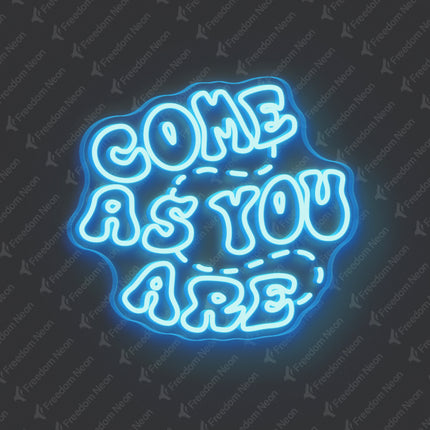 Ice Blue Double-Line Come As You Are Neon Sign