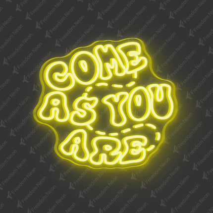 Lemon Yellow Double-Line Come As You Are Neon Sign