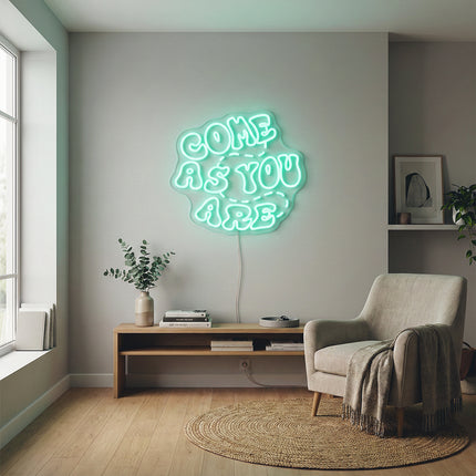 Mint Green Double-Line Come As You Are Neon Sign
