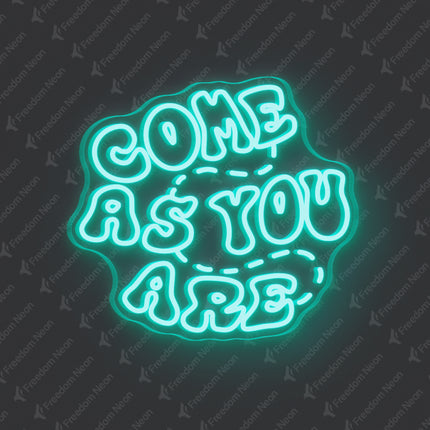 Mint Green Double-Line Come As You Are Neon Sign