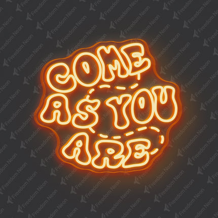 Orange Double-Line Come As You Are Neon Sign