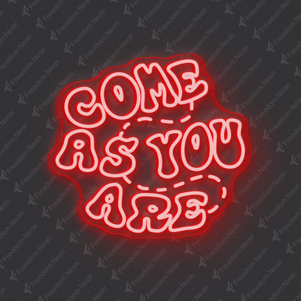 Red Double-Line Come As You Are Neon Sign