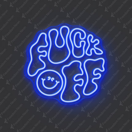 Blue Double-Line Fuck Off Neon Sign