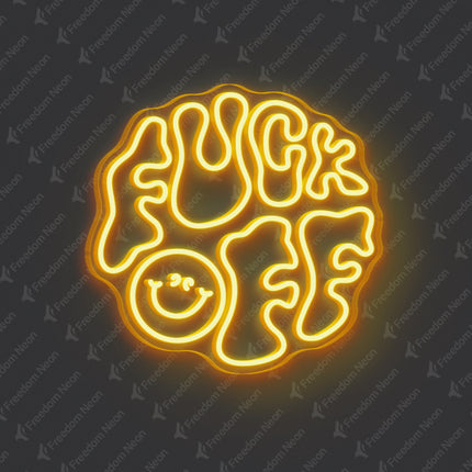 Golden Yellow Double-Line Fuck Off Neon Sign