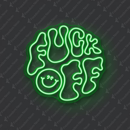 Green Double-Line Fuck Off Neon Sign