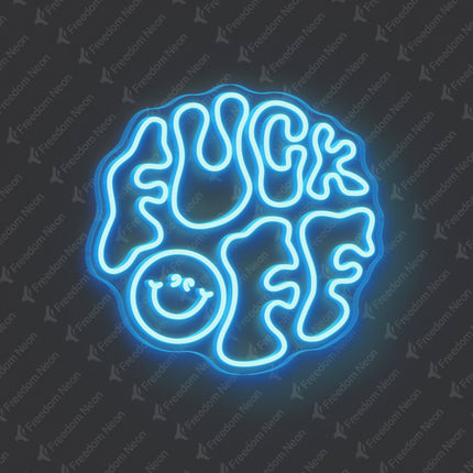 Ice Blue Double-Line Fuck Off Neon Sign