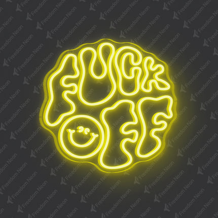 Lemon Yellow Double-Line Fuck Off Neon Sign