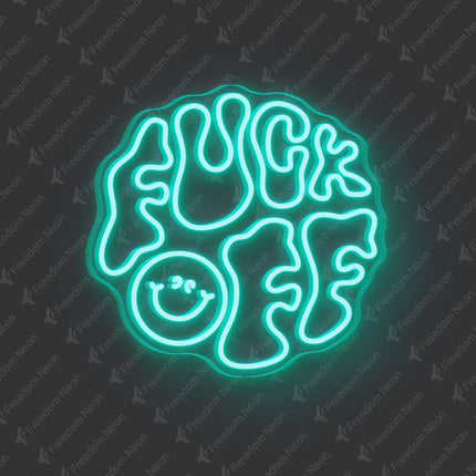 Mint Green Double-Line Fuck Off Neon Sign