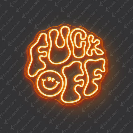 Orange Double-Line Fuck Off Neon Sign