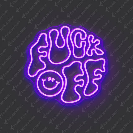 Purple Double-Line Fuck Off Neon Sign