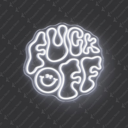 White Double-Line Fuck Off Neon Sign