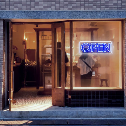 Blue Double Line Open Border Neon Sign