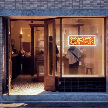 Golden Yellow Double Line Open Border Neon Sign