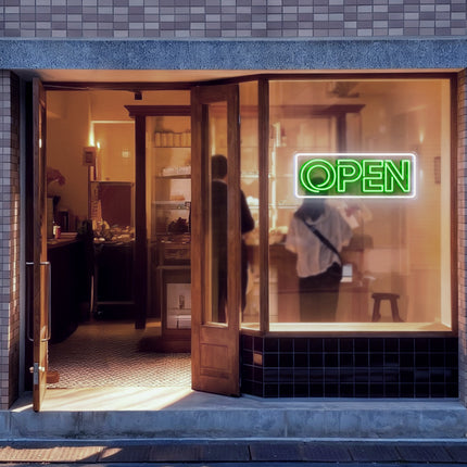 Green Double Line Open Border Neon Sign