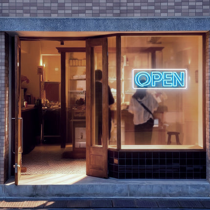 Ice Blue Double Line Open Border Neon Sign