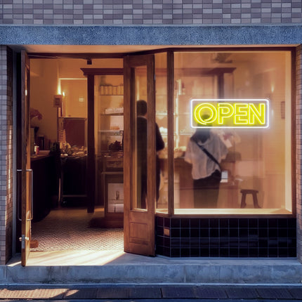 Lemon Yellow Double Line Open Border Neon Sign