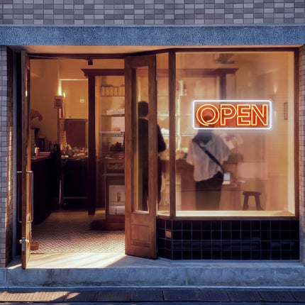 Orange Double Line Open Border Neon Sign