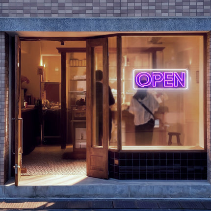 Purple Double Line Open Border Neon Sign
