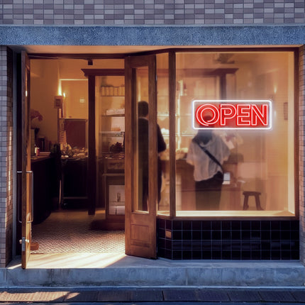 Red Double Line Open Border Neon Sign