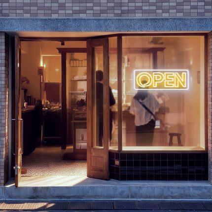 Warm White Double Line Open Border Neon Sign