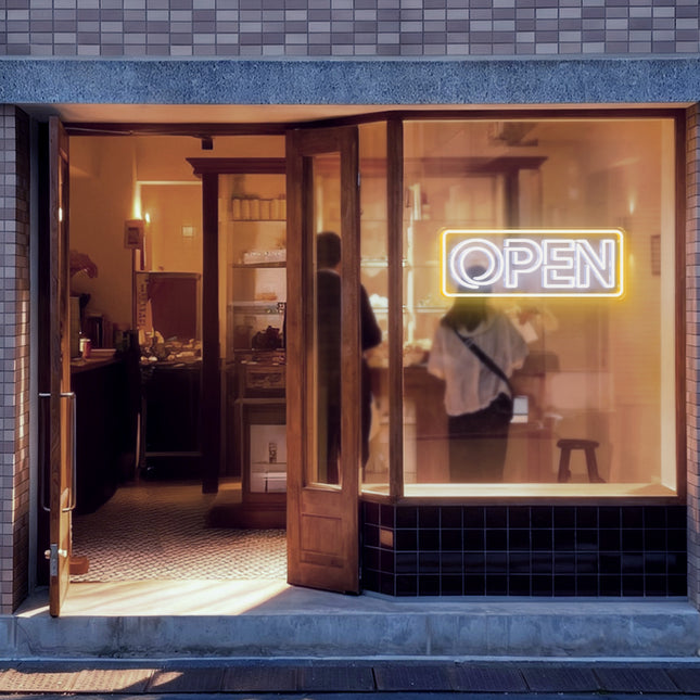 White Double Line Open Border Neon Sign