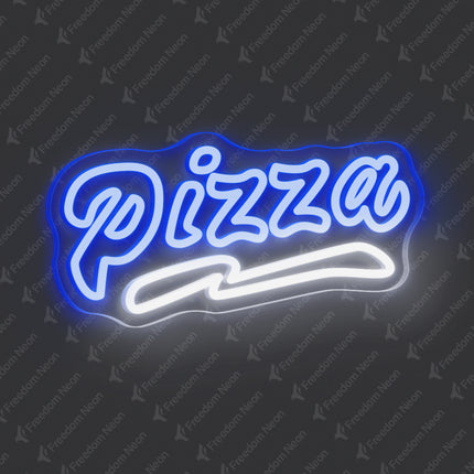 Blue Double Line Pizza Neon Sign
