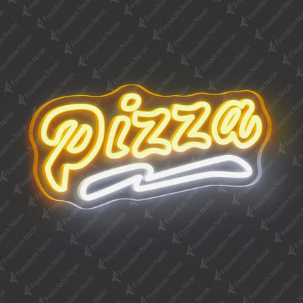 Golden Yellow Double Line Pizza Neon Sign