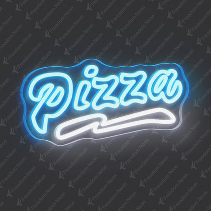 Ice Blue Double Line Pizza Neon Sign