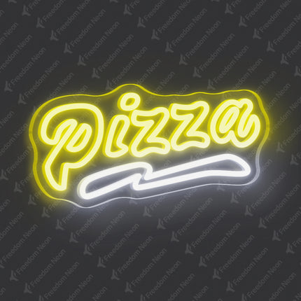 Lemon Yellow Double Line Pizza Neon Sign