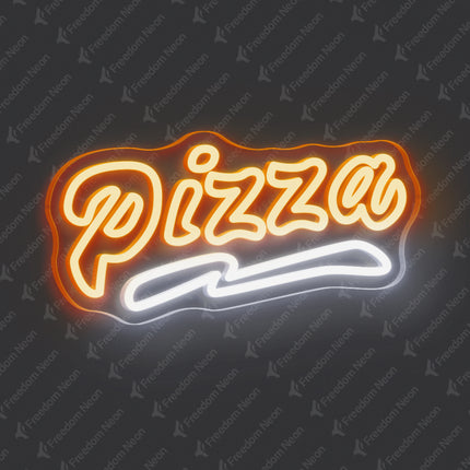 Orange Double Line Pizza Neon Sign