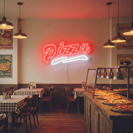 Red Double Line Pizza Neon Sign