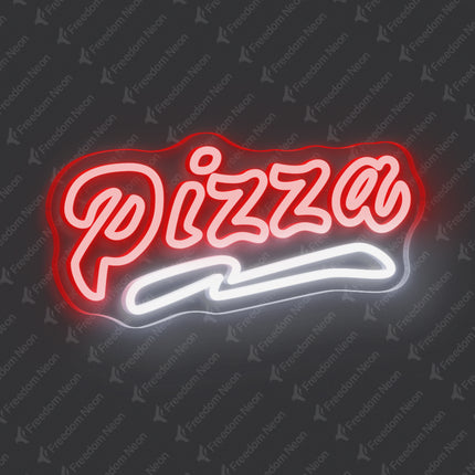 Red Double Line Pizza Neon Sign