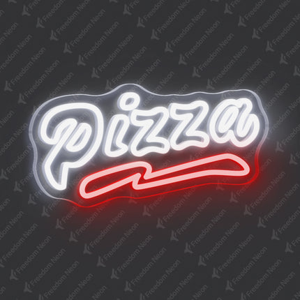 White Double Line Pizza Neon Sign