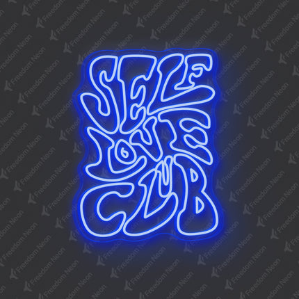 Blue Double-Line Self Love Club Neon Sign
