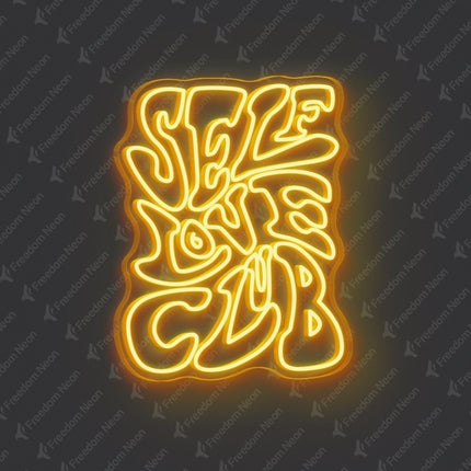 Golden Yellow Double-Line Self Love Club Neon Sign