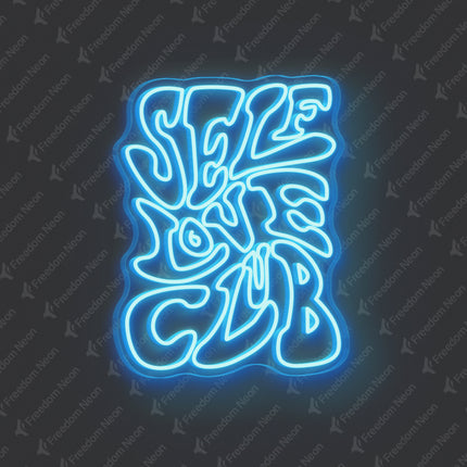 Ice Blue Double-Line Self Love Club Neon Sign