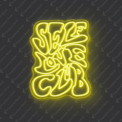Lemon Yellow Double-Line Self Love Club Neon Sign