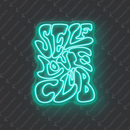Mint Green Double-Line Self Love Club Neon Sign