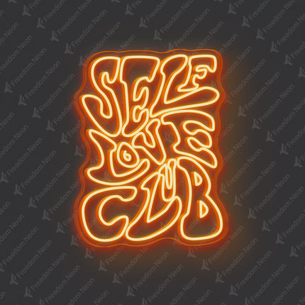 Orange Double-Line Self Love Club Neon Sign