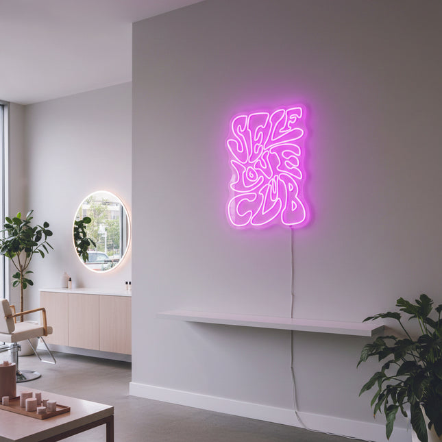 Pink Double-Line Self Love Club Neon Sign
