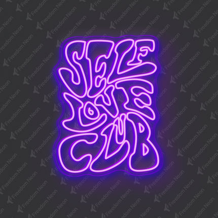 Purple Double-Line Self Love Club Neon Sign