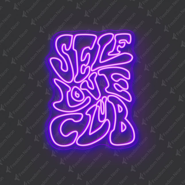 Purple Double-Line Self Love Club Neon Sign