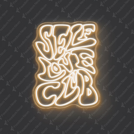 Warm White Double-Line Self Love Club Neon Sign
