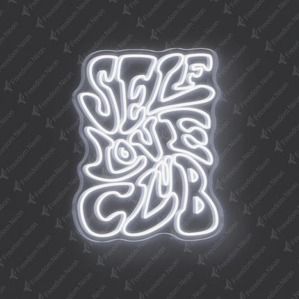 White Double-Line Self Love Club Neon Sign