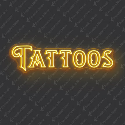 Golden Yellow Double Line Tattoos Neon Sign