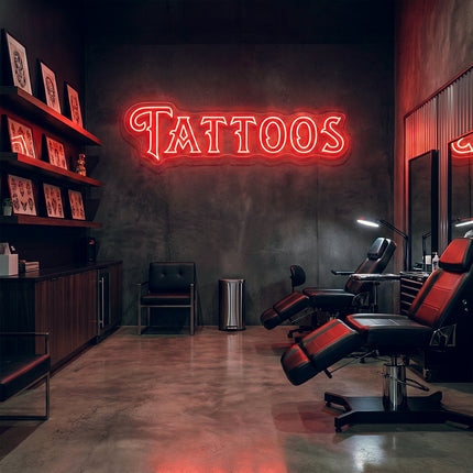 Red Double Line Tattoos Neon Sign
