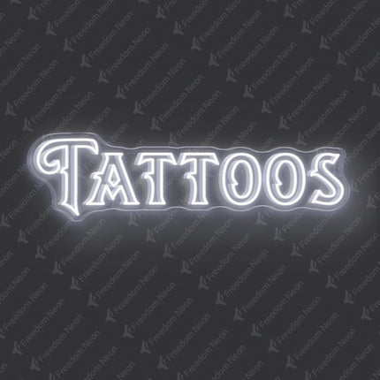 White Double Line Tattoos Neon Sign