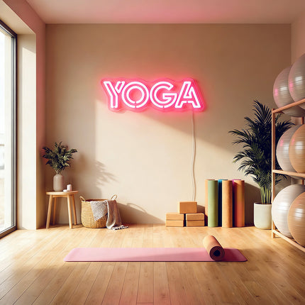 Light Pink Double Line Yoga Neon Sign